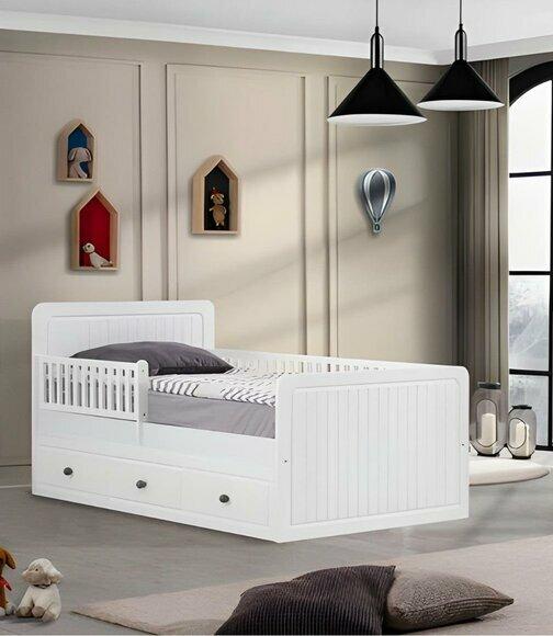 Modern children\'s bed white bed children\'s room children\'s room furniture light wood