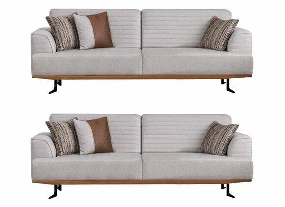 Luxury Set of Grey Three Seater Sofas for Living Room Modern Design