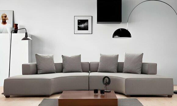 Corner sofa U-shape Modern design textile material white plain textile wood