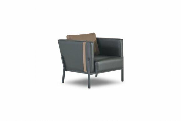 Black leather armchair study designer single seater leather seating