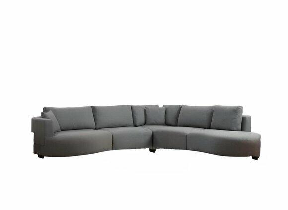 Modern Corner Sofa Gray L-Shaped Living Room Couch Upholstery Furniture Wooden Frame