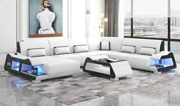 Large sofa living area XXL U shape corner sofa leather sofa white sofas