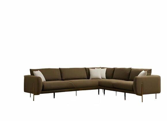 Dark green corner sofa Modern upholstered sofa Elegant living room couch L-From
