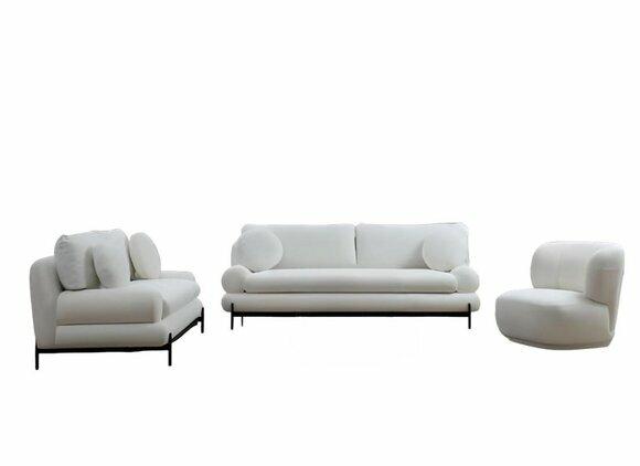 Exclusive white upholstered furniture Modern 3-seater armchair Two-seater 3-piece
