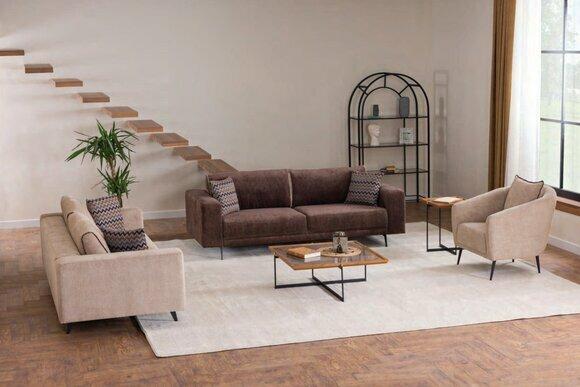 Brown-light beige sofa set Exclusive living room seating Luxury furniture