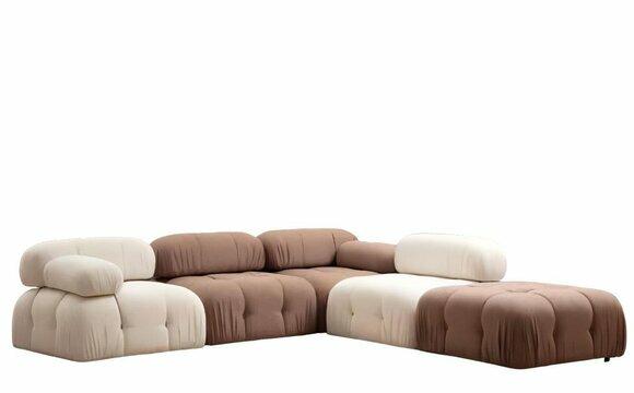 Brown and white corner sofa designer living room L-shape modern couch furniture