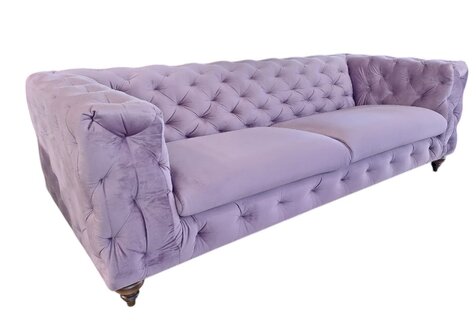 Purple Sofa 3-Seater Fabric Wood Modern Chesterfield Design Luxury Immediately