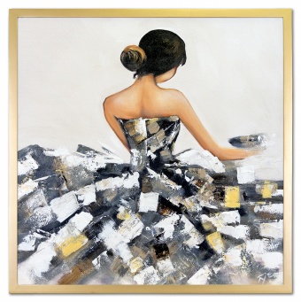 Elegance in White and Gold Handmade Oil Paintings Canvas G104628