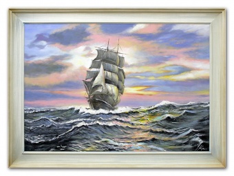 Sailing ship on raging waves Handcrafted oil paintings Artwork G96164