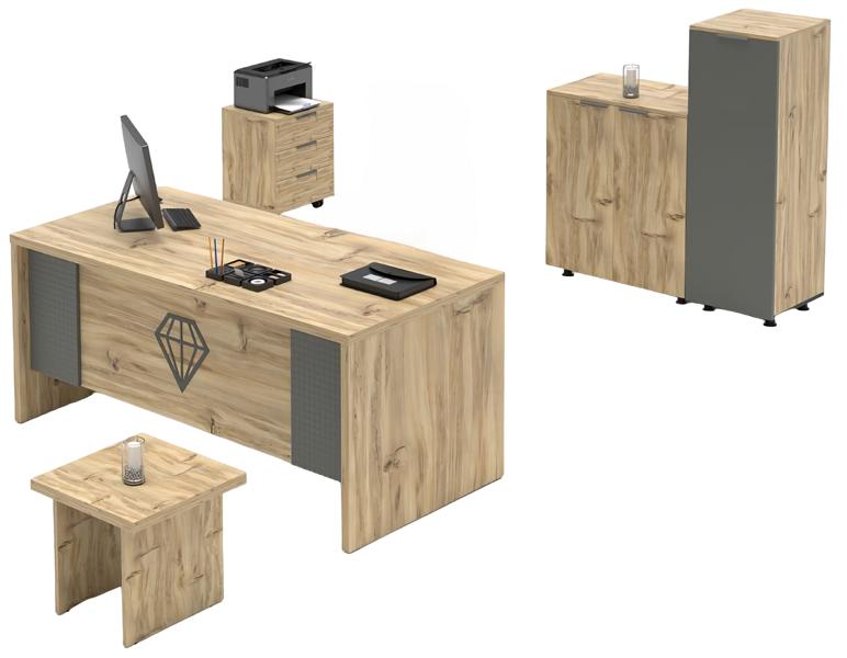 Home office set wood beige gray table office cabinet coffee table chest of drawers