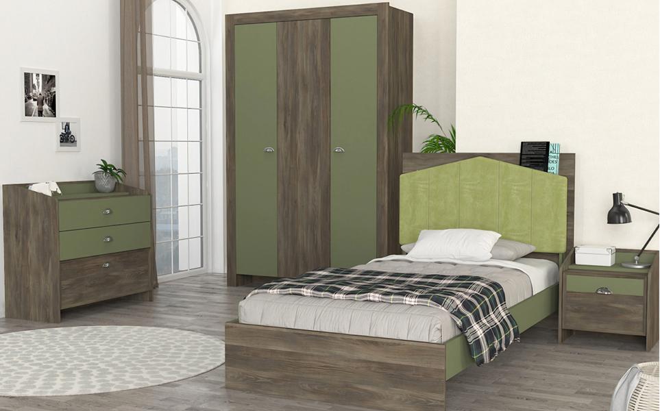 Youth room set bed bedside table wardrobe chest of drawers children\'s furniture 4 pieces