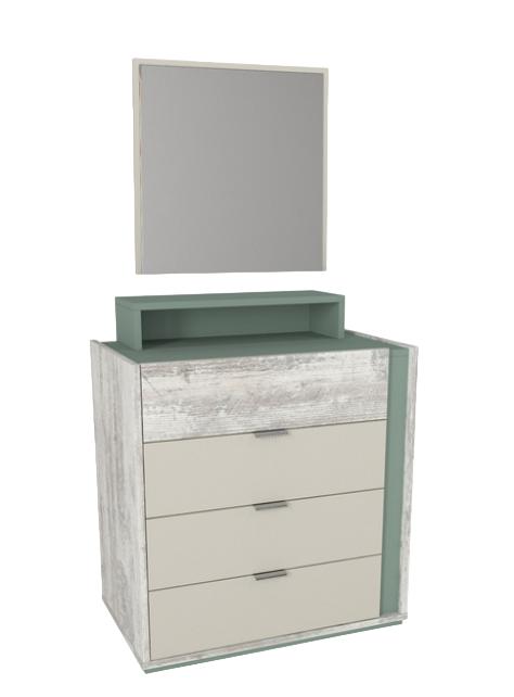 Youth room luxury dressers with mirror gray modern furniture stylish 2-piece