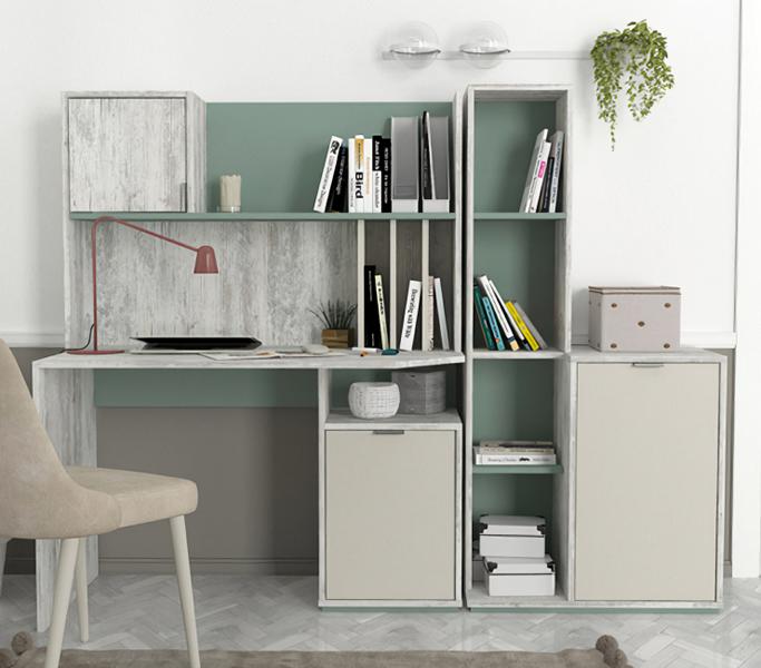Youth Room Set Desk Bookshelf Children\'s Room Complete Modern 2-piece