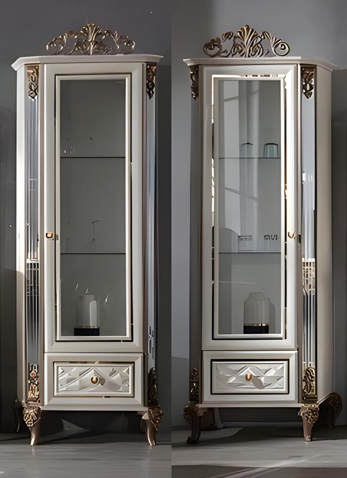 Living room 2x display cabinets white dresser sideboard wooden furniture luxury sideboards