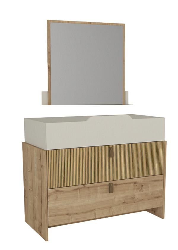 Youth room luxury dressers with mirror beige modern furniture stylish 2-piece