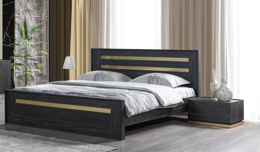Bedroom furniture bedside table bed bedside table set complete brown 3-piece.