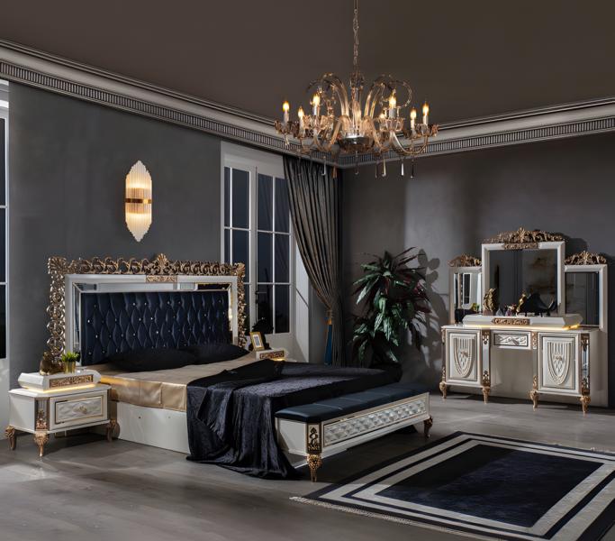 Classic bedroom combination furniture set bed dresser 4-piece.