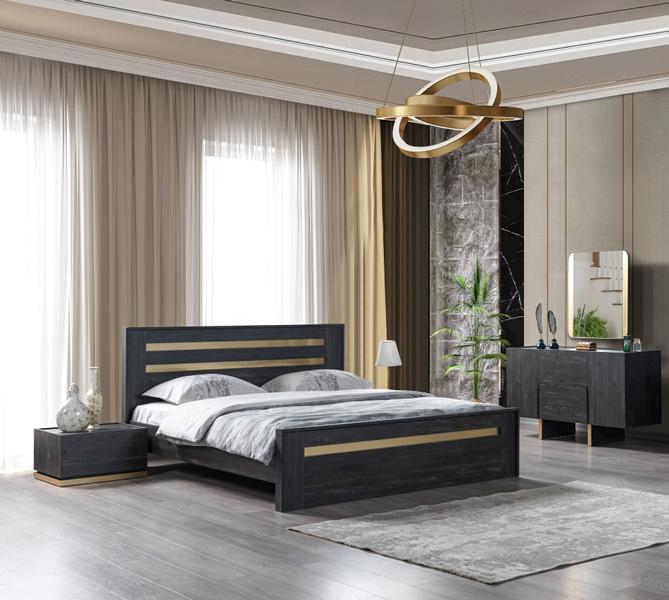 Modern 4-piece bedroom set bed + 2 nightstands + dresser luxury new