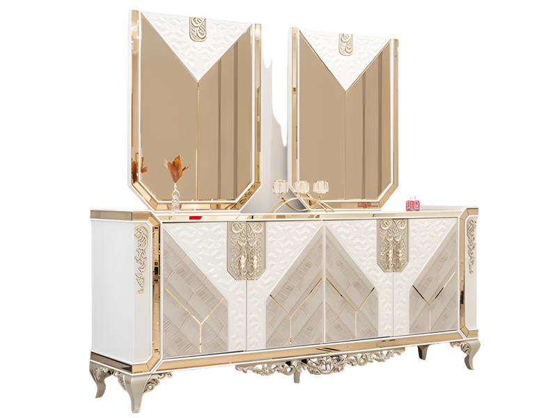 Dressers with 2x Mirrors Luxury White/Gold Bedroom Modern Furniture
