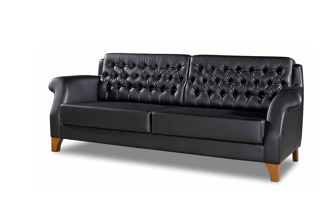 Chesterfield Sofa Design Couch Upholstered Furniture Three-Seater XXL Large Black 227cm