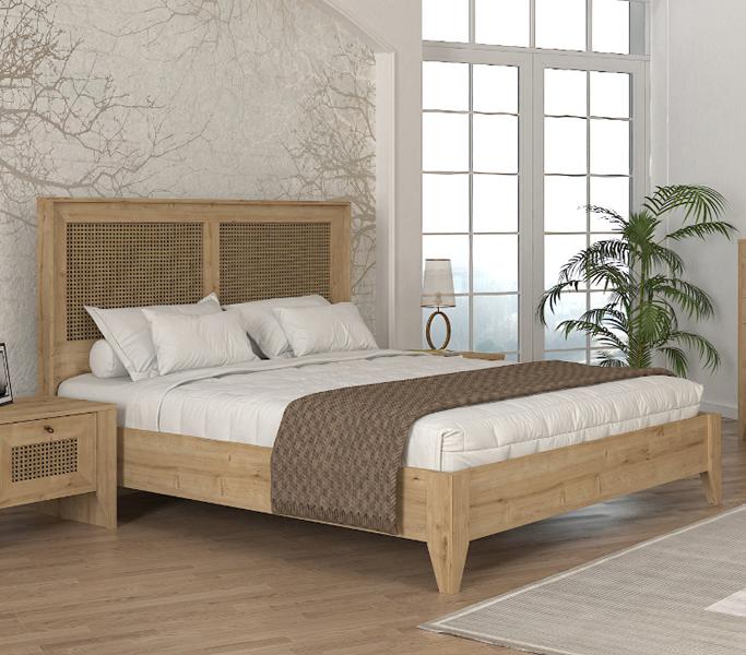 Luxury Bed 160cm Modern Bedroom Furniture High-Quality Brown Wood