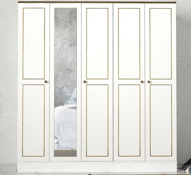 Bedroom wardrobe modern furniture white wood luxury design 175cm
