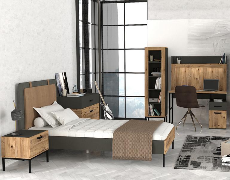 Youth room set bed nightstand dresser bookshelf desk 5-piece
