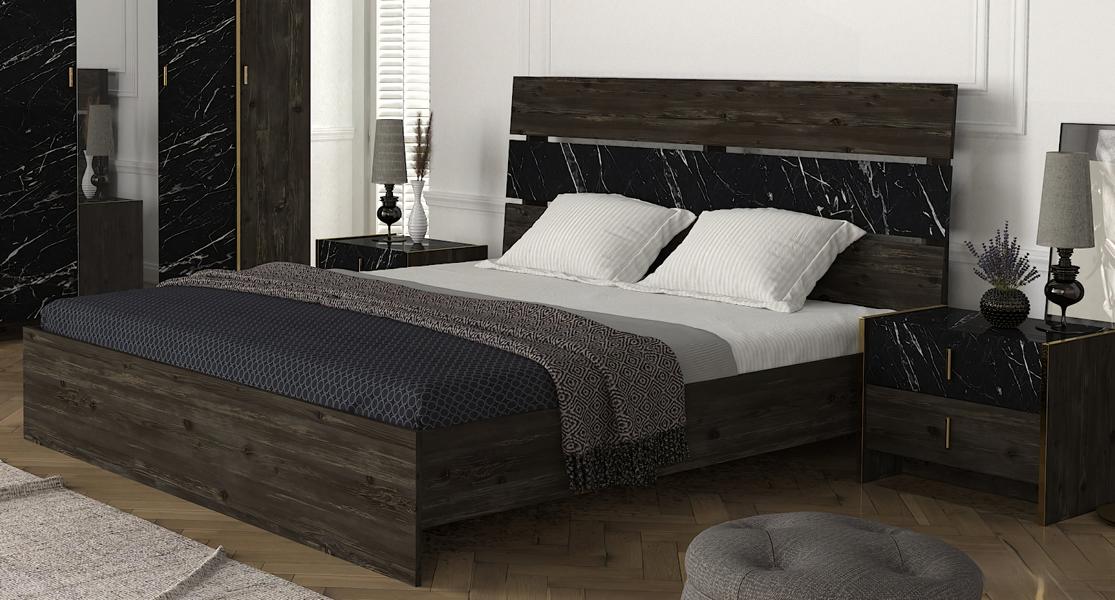 Bedroom furniture nightstand bed nightstand complete brown set 3 pieces.