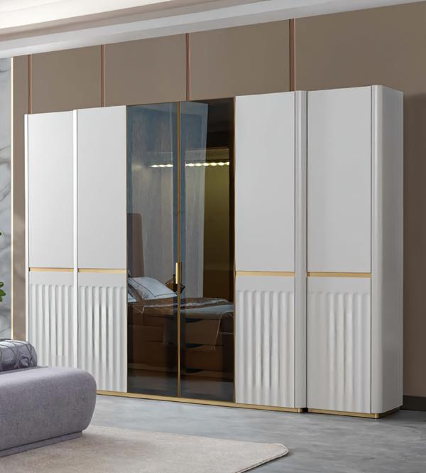 Luxury wardrobe wooden furniture white modern design cupboard bedroom