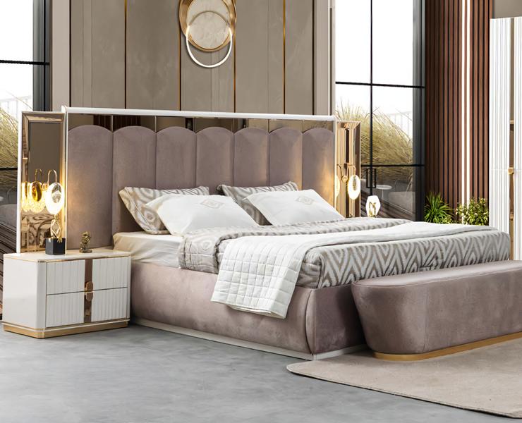Bedroom set 3 pieces bed 2 nightstands double bed furniture furnishings