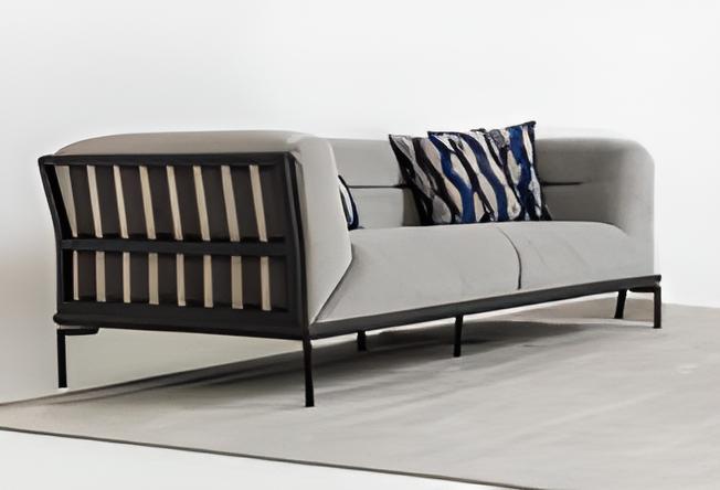 Exclusive gray 3-seater living room upholstery seating furniture designer furniture