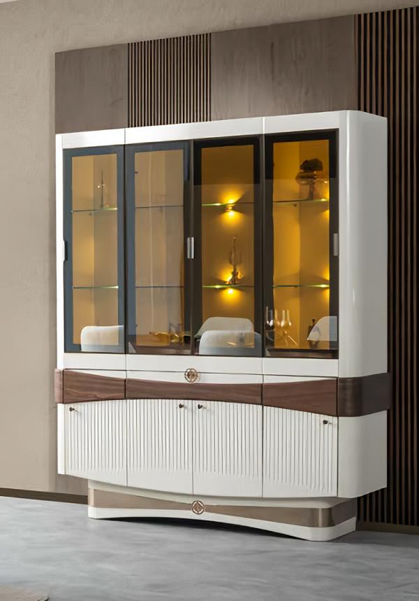 Design Showcase Wooden Furniture White Modern Luxury Display Cabinet Interior Furniture