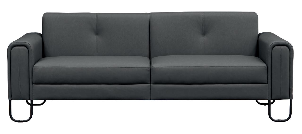 3-Seater Sofa JV Furniture Living Room Solid Color Design Couch Leather Wood Modern New