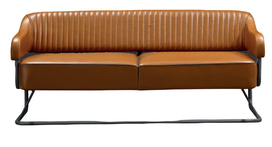 3-Seater Sofa JV Furniture Living Room Solid Color Design Couch Leather Wood Modern Sofa