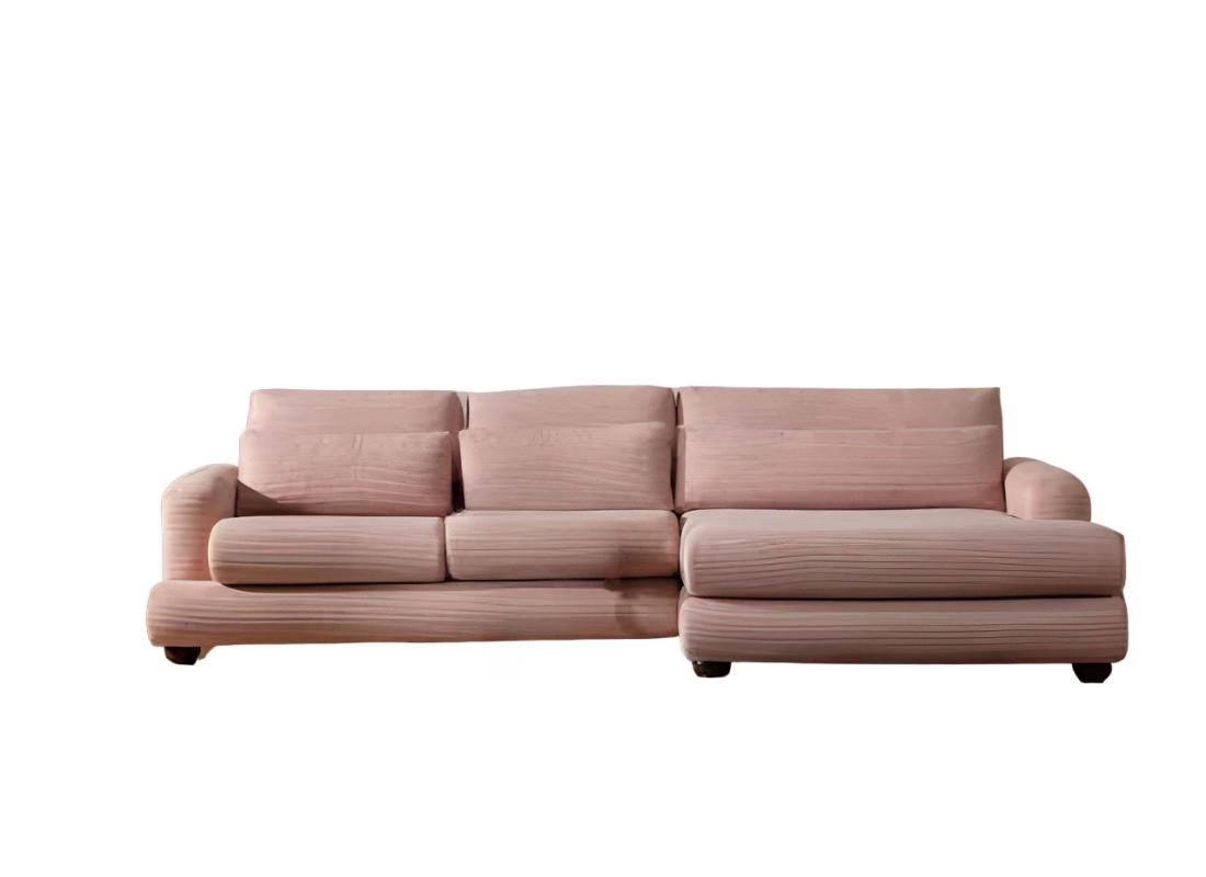 Exclusive pink corner couch designer living room L-shaped sofa upholstered furniture
