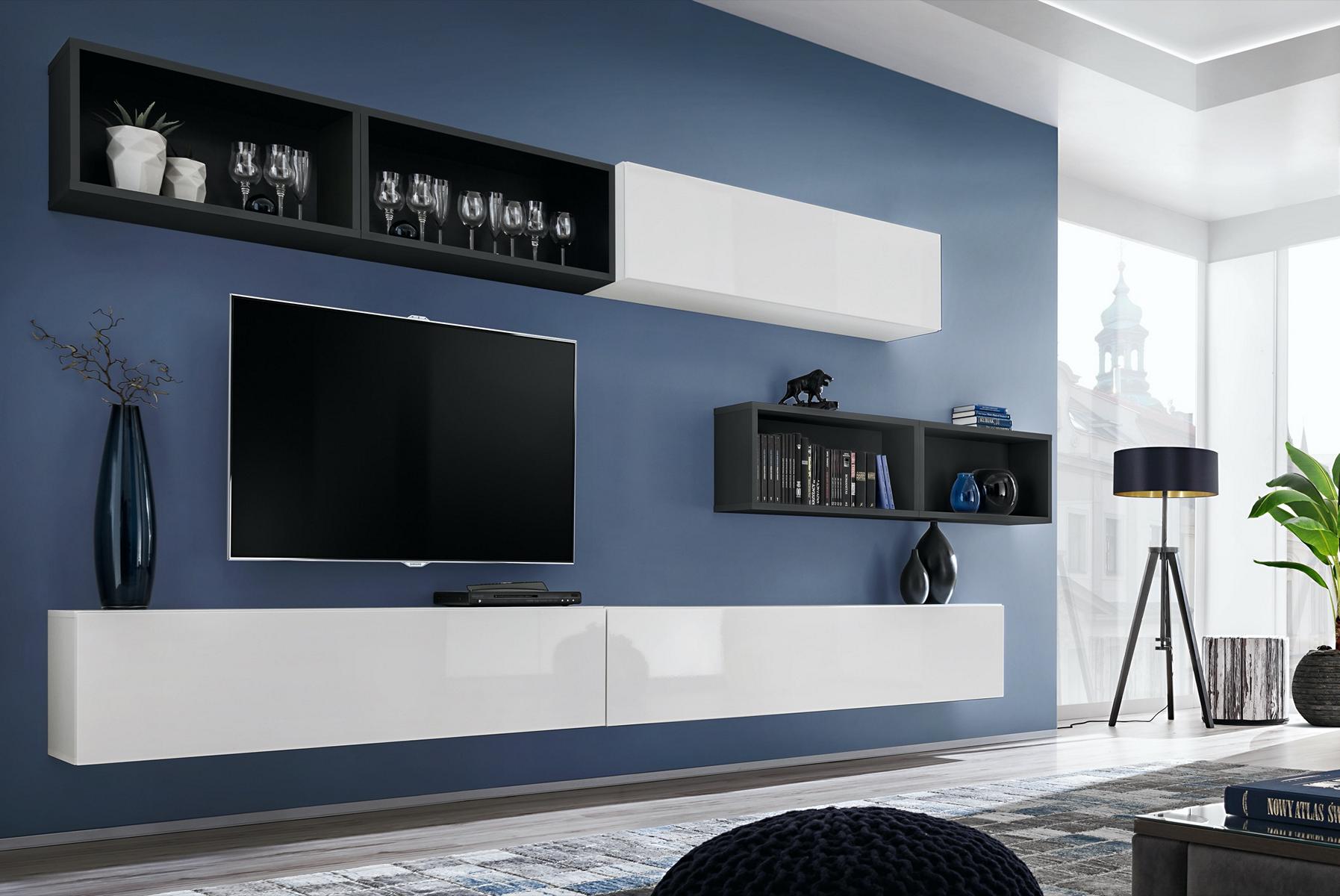 Living room wall unit lowboard modern designer TV stand wall shelves