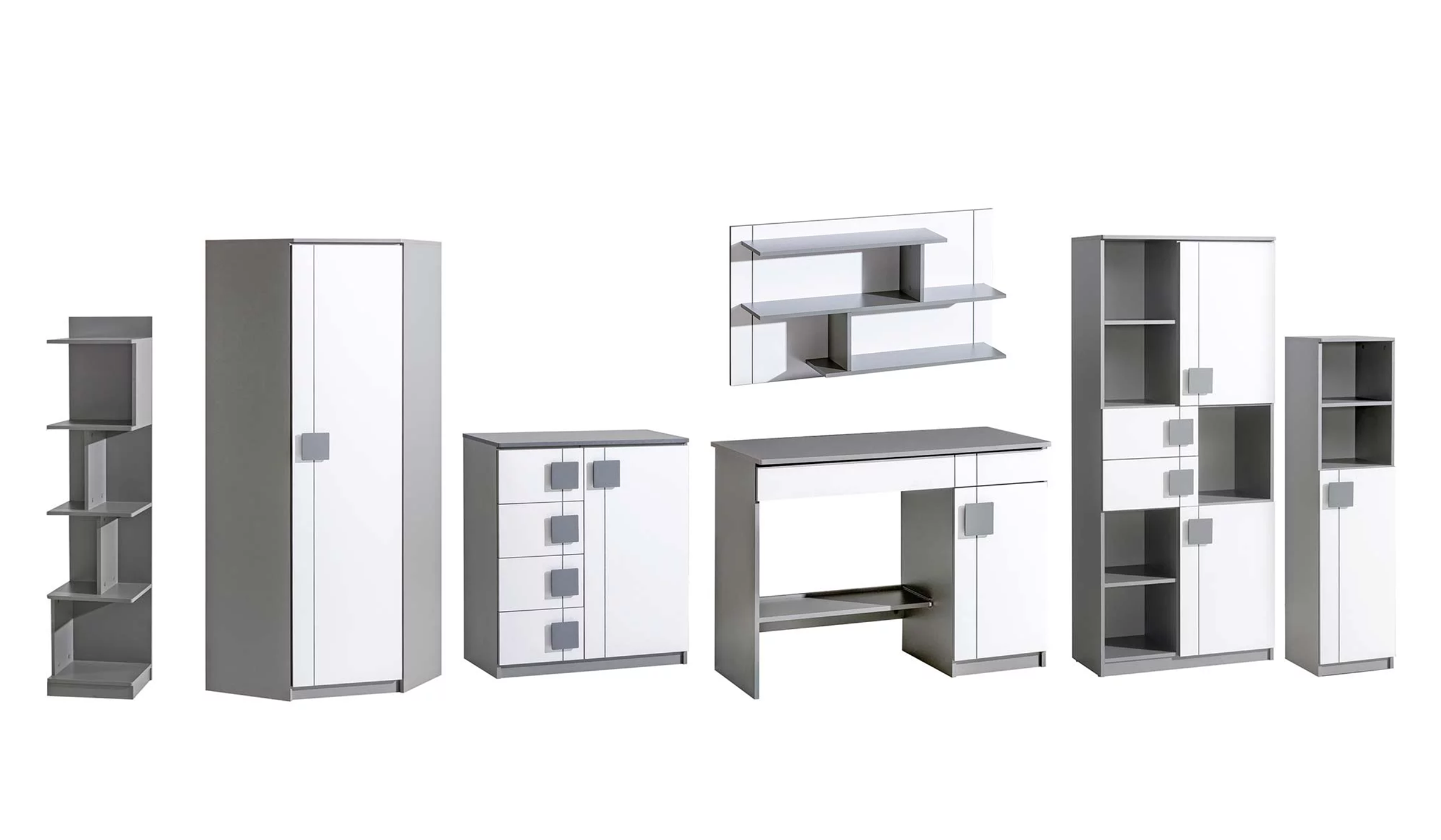 Children\'s room youth room 7-piece furniture corner wardrobe desk chest of drawers