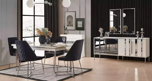 Complete Set Dining Table 4x Chairs Dining Room Set Dining Group Wooden Table 7-piece