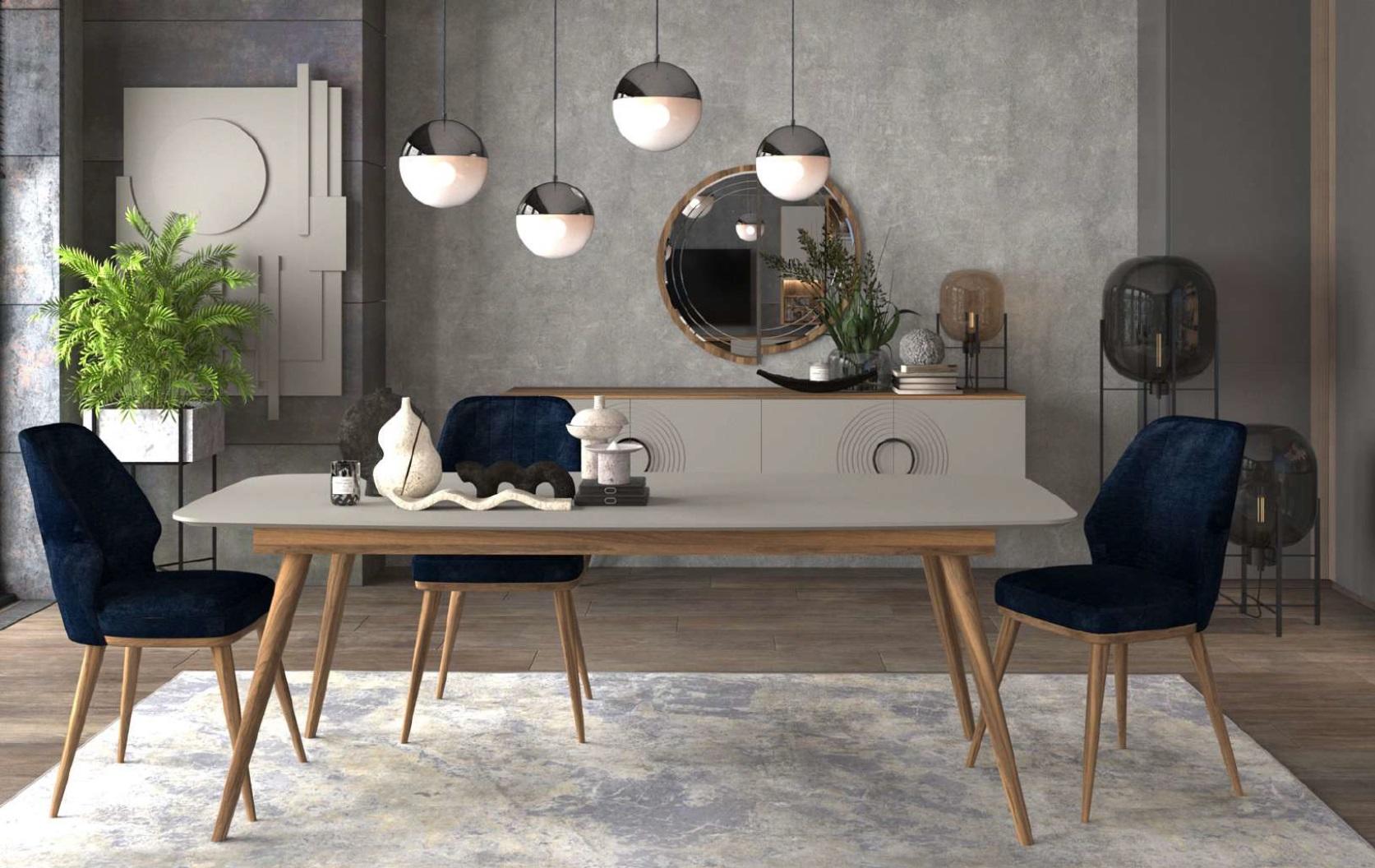Modern dining room furniture set, including dining table, sideboard, 6 pieces.