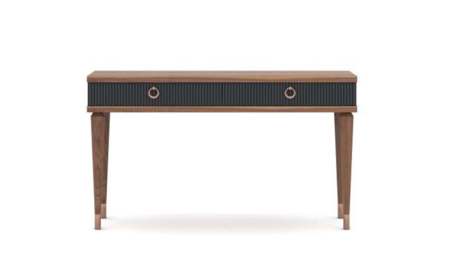 Modern console table with drawers luxury walnut natural - anthracite