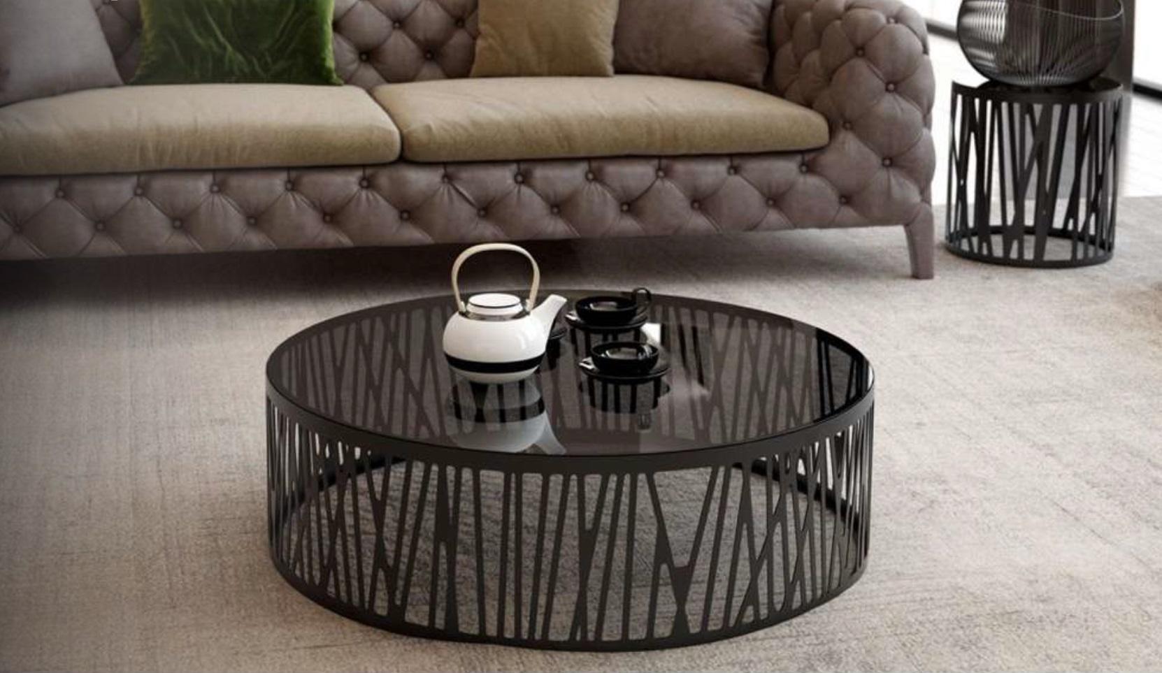 Modern designer coffee table glass table side tables set living room