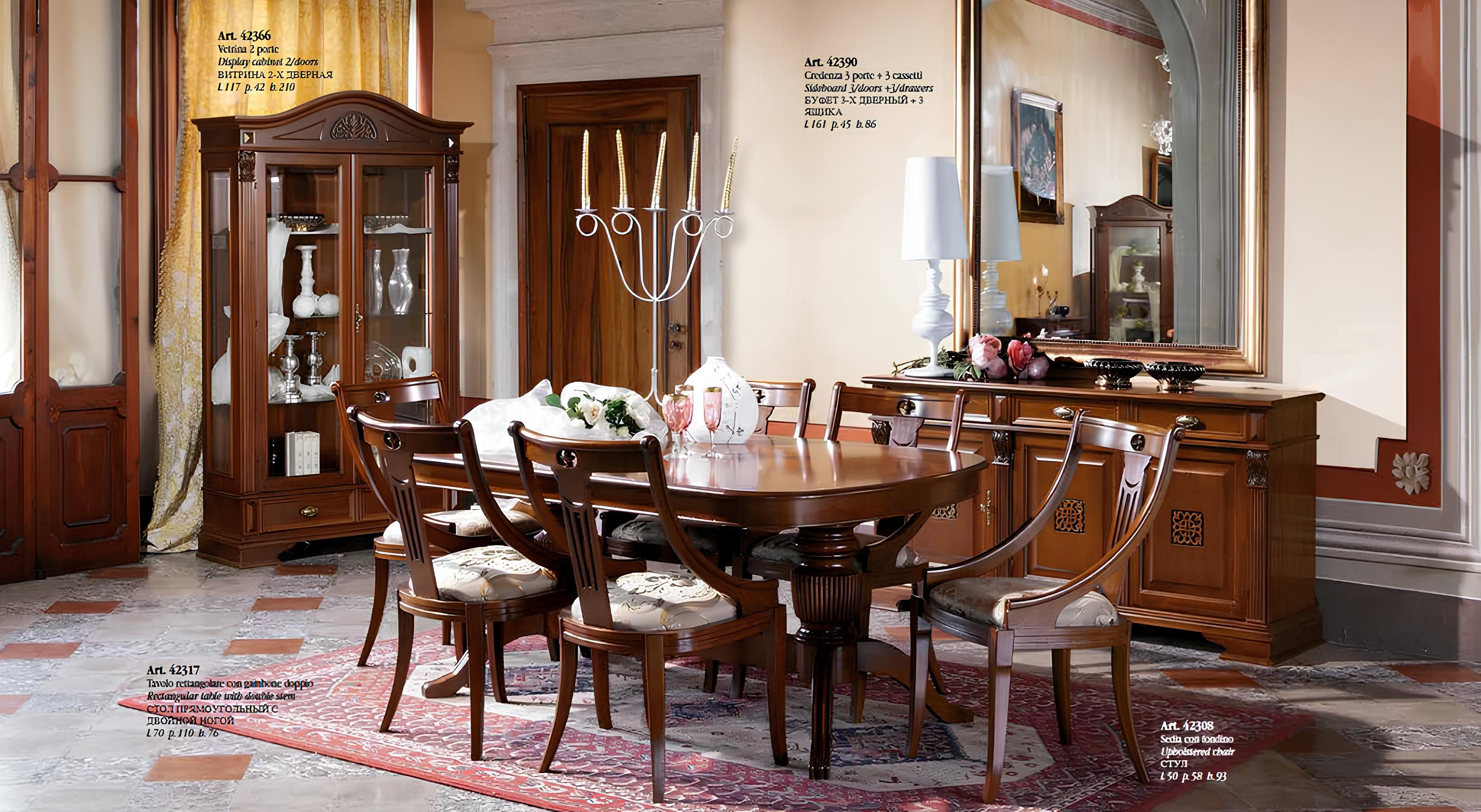 Complete set dining table 6 chairs dining room set display cabinet buffet 9 pcs set baroque new