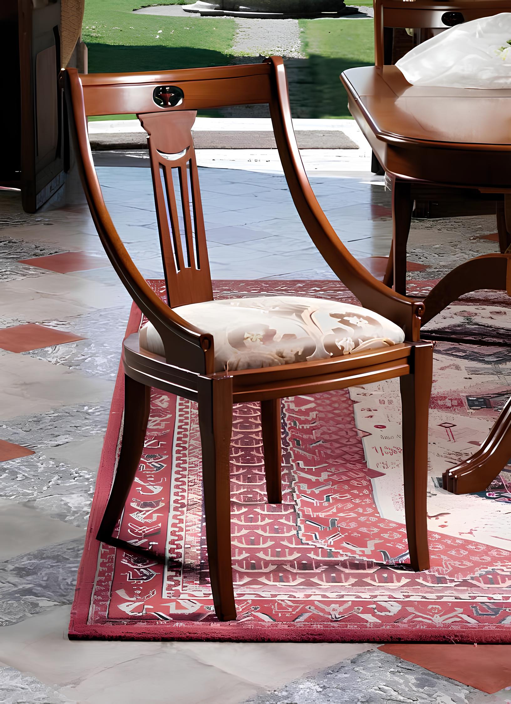 Chair 1x Luxury Design Upholstered Designer Chairs Seat Office Dining Room Wood Baroque