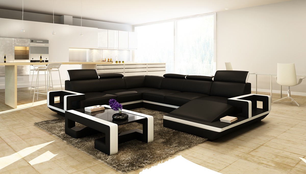 Living room couch upholstery corner set designer leather sofa big sofa new 5102