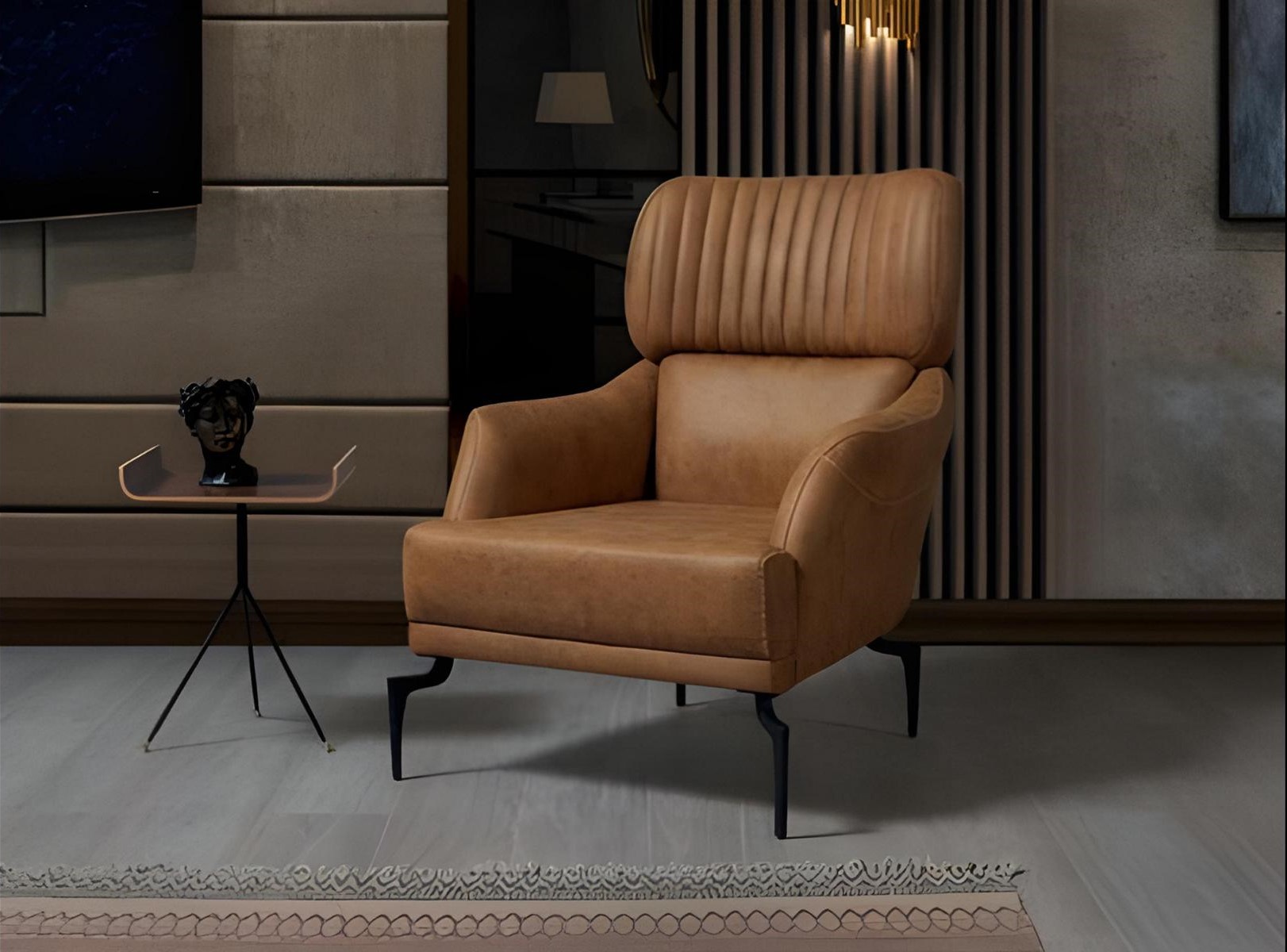 Brown leather armchair luxury living room armchair upholstered furniture recliner
