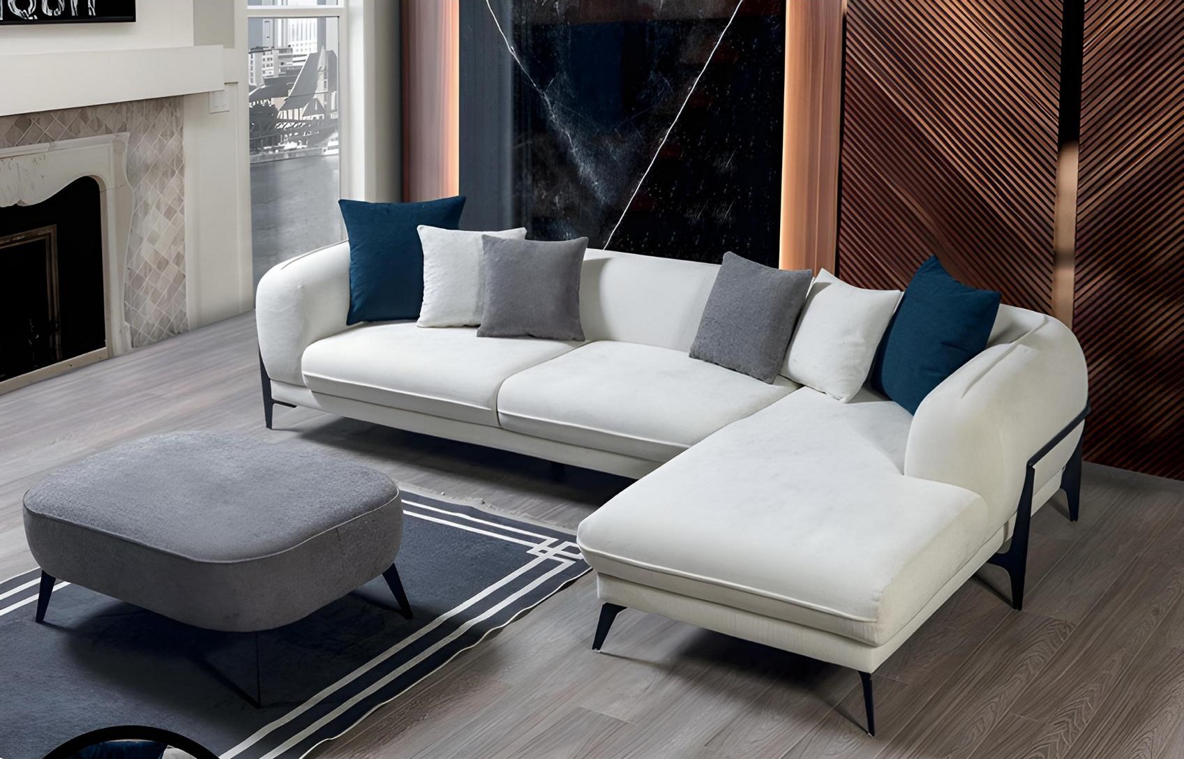 Corner sofa L-shape living landscape corner upholstered sofa seating design couch fabric new