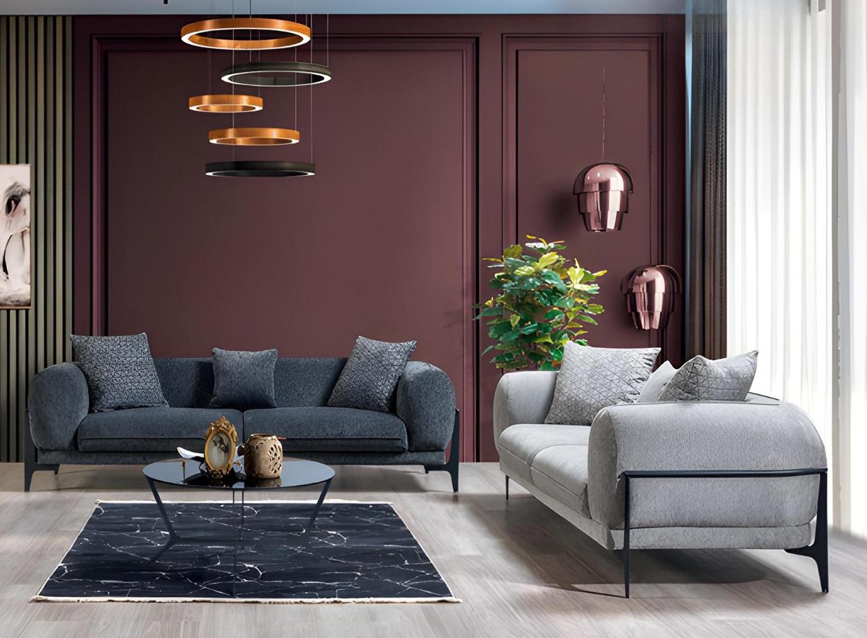 Exclusive upholstered sofas designer 3-seater modern gray living room couch
