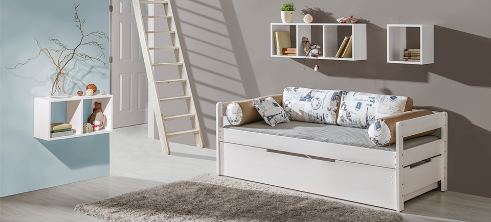 Bed with storage drawer, double bed, 2 x beds, children\'s bed, youth bed, storage bed NEW.