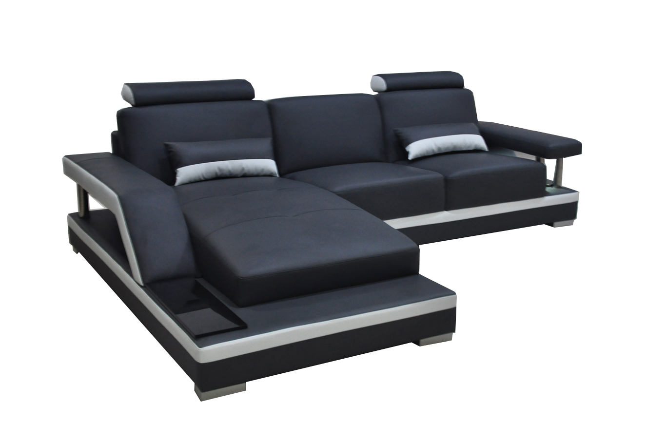 Leather sofa with USB, corner lounge set, modern design L-shaped sofa L6002
