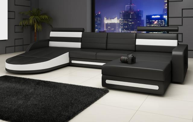 Corner sofa with USB, upholstered U-shape living area corner sofa new